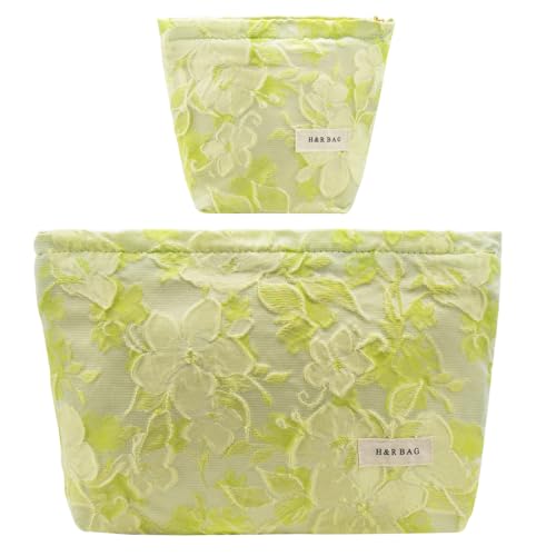 getgto 2 Pcs Makeup Bags, Large Cosmetic Bag Travel Toiletry Bag - color: Cyan