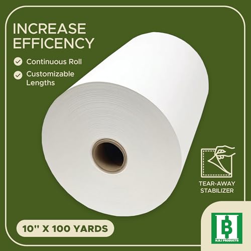 HBI Tear Away Embroidery Stabilizer Roll, 1.8 oz Medium, 10 in x 100 yd - size: 10" x 100 Yds