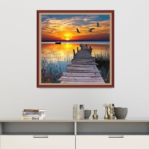 Dooxvey Cross Stitch Kits for Adults Beginners,Full Range of Cross-Stitch Stamped Kits Needlepoint Kits for Beginners Embroidery Kits 11CT Cross Stitch Patterns-Beautiful Sunset Scenery 18x18 inch - color: Magicolor16
