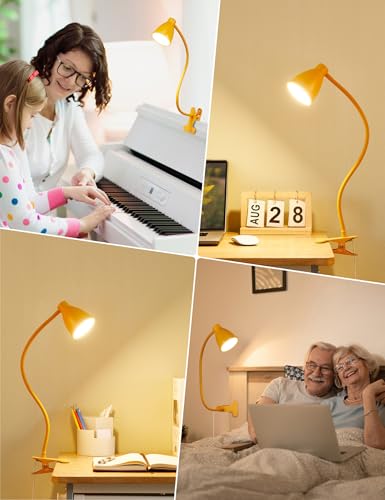 BOHON Clip on Light, Desk Lamp with Clamp, 5 Color 10 Brightness Yellow - color: Bright Yellow