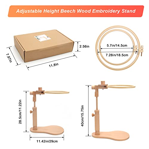 Catcan Embroidery Hoop Stand, Cross Stitch Holder with 2 PCS 7'' 5'' Frames