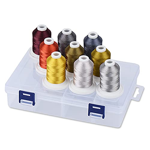 Simthread Embroidery Thread with Storage Box - 800 Yards/Spools - color: Neutral Colors