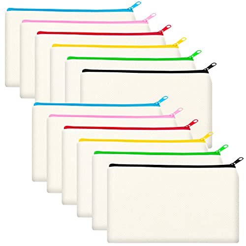 Legigo Blank Canvas Bags Zipper Pouch Makeup Bags Pencil Pouch Bulk - color: Beige (color zipper)