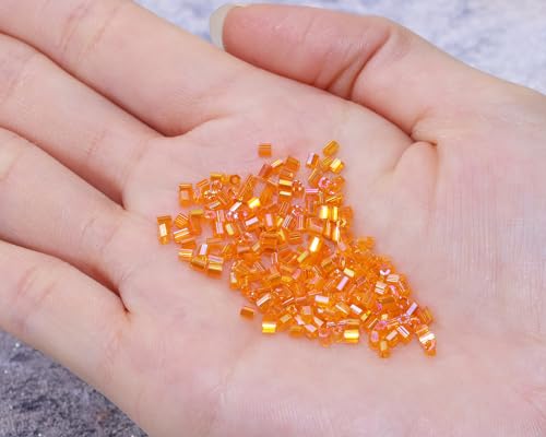 Glass Bugle Tube Mini Seed Beads 1400Pcs/30g 2 * 3mm Small Craft Loose Spacer Beads for DIY Bracelets Necklace Earring Jewelry Making (Orange) - color: Orange