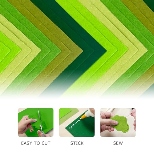 30Pcs Stiff Felt Sheets, 1mm Thick Felt Fabric Squares for Sewing & DIY - color: Dark Green Series