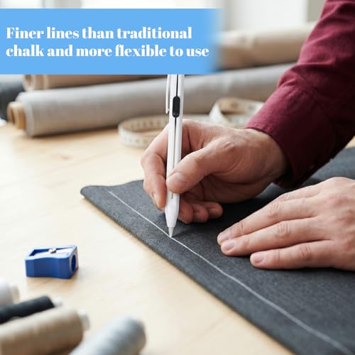 28 Pcs Chalk Pencil Refillable Cartridge Set, Sewing Fabric Pencils and Fabric Marker Pens with Cartridge Sharpener, White Tailors Chalk Pencil for Quilting Dressmaking DIY Craft