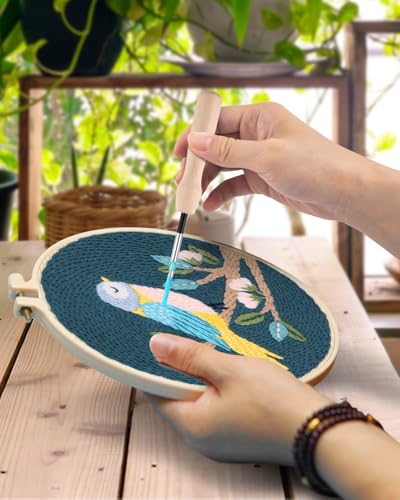 TINDTOP Punch Needle Kits, Bird Punch Embroidery Kits for Adults - color: Bird