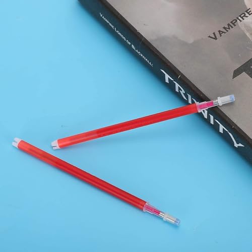 Pssopp Fabric Marker Pen Refills, Heat Erasable Smooth Writing Marking Supplies for Sewing Quilting Red Fabric 100 Pack