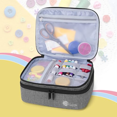 Luxja Double-Layer Medium Sewing Organizer, Gray - color: Gray, size: Medium