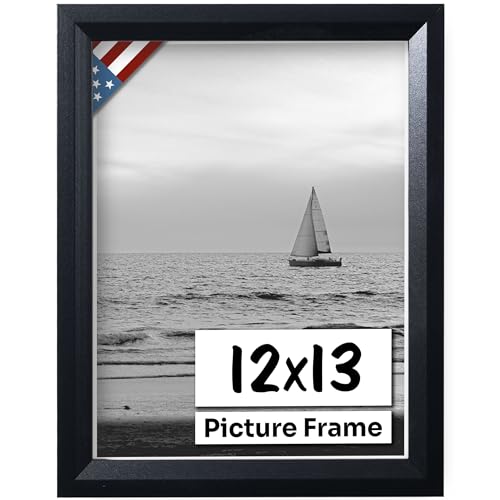 Black 12x13 Picture Frame Beveled .84" Inch Wide - Black Wall Decor Handmade Solid Wood Frames with Preinstalled Hangers and UV Blocking Plexiglass 13x12 Frame - color: Black, size: 12x13