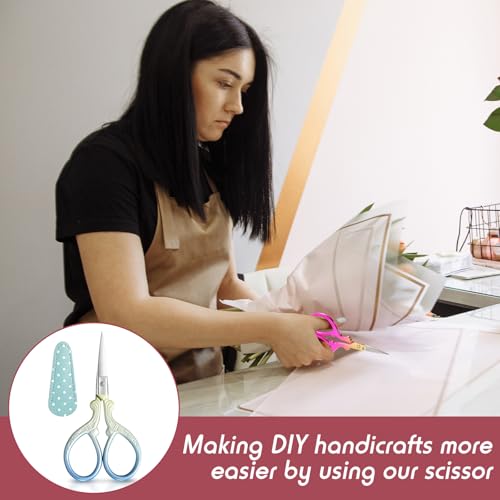 Honoson 4 Pcs Small Embroidery Scissors, 3.6", Simple, Classic Colors - color: Classic Colors