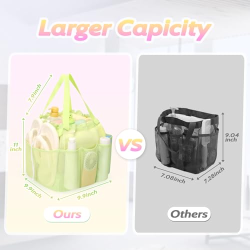famichan Mesh Shower Caddy Portable with Drawstring, Dorm Room Essentials for College Students Girls & Boys, Large Shower Bag for Camping,Swimming,Gym,Travel,Bathroom - Green - color: GREEN