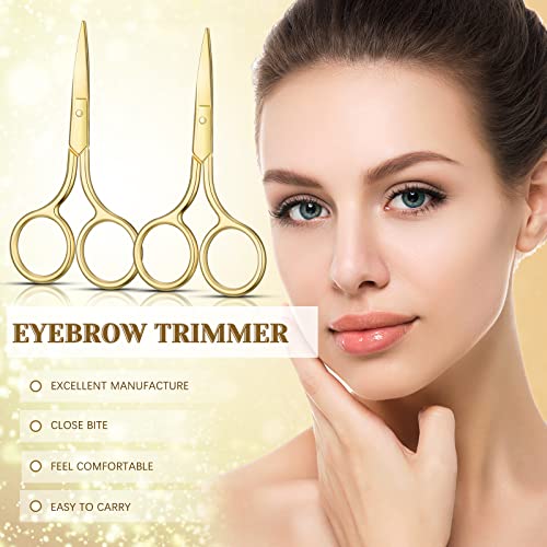 Mudder 5 Pcs Small Facial Hair Scissors Straight Tip Grooming,Gold - color: Gold