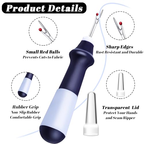 Needle and Thread Seam Ripper, Rippers for Sewing and Thread,Remover Stitch Tool for Hand Sewing, Knitting, Cross Stitching, Embroidery and Thread Removal (Blue) - color: Blue