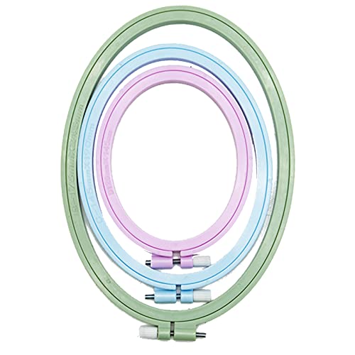 LAMXD 3 Pieces Embroidery Hoop Rectangle Oval Shape Embroidery Frame Cross Stitch Hoop Sewing Tool for Art Craft Handy Sewing (Multicolor),with Gold Eye Embroidery Needles… - style: 3 Sizes Oval