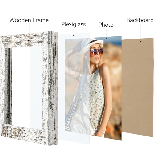 Vittanly 4x4 Picture Frame for Wall or Tabletop, Distressed White - color: Distressed White, size: 4x4