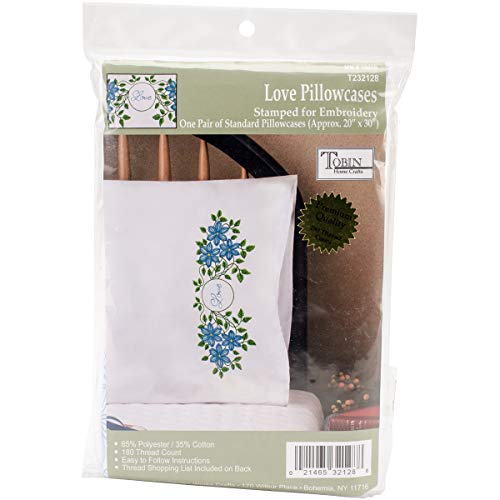 Love Stamped for Embroidery Pillowcases - Set of Two