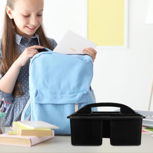 NUOBESTY Classroom Storage Caddy with Handle Portable 3 Compartment Art Supplies Caddy Plastic Organizer with Handle for Teacher Supply Storage Kids Craft Organizer Office and Home Use