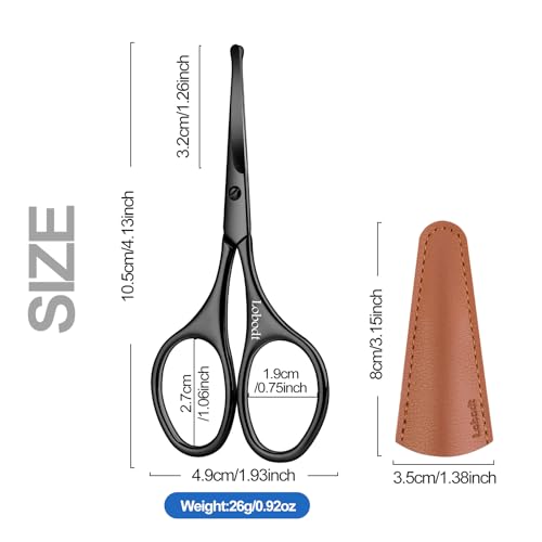 4.1" Nose & Beard Scissors, Safety Rounded Tip, Black - color: Black