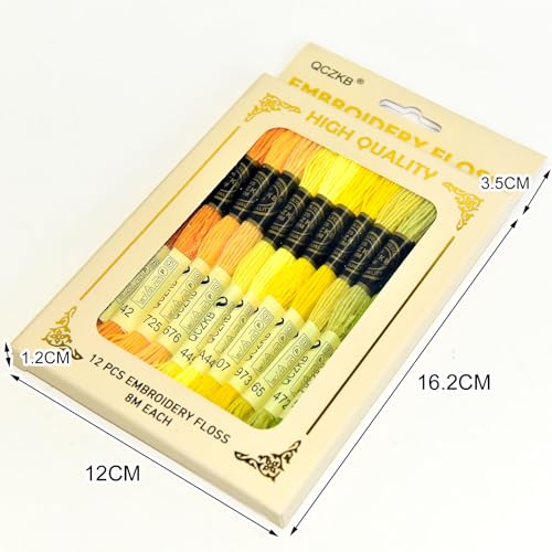 Premium Rainbow Color Embroidery Floss - Cross Stitch Threads - Friendship Bracelets Floss - Crafts Floss - 12 Skeins Per Pack Embroidery Floss,Sunny Vitality Color - color: Sunny Vitality color