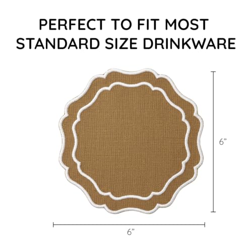 Linen Coasters for Drinks, Set of 6, 6 inch, Curry - color: 1276 - Curry, size: 6 inches