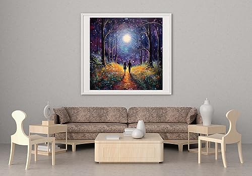 Moohue Stamped Cross Stitch Kits for Adults Skull 14CT Pre Printed Cross Stitch Kits for Beginners (The Moon and Lovers) - color: The Moon and Lovers