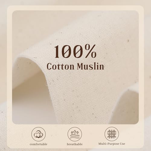 100% Cotton Muslin Fabric, 60 Inch Unbleached Muslin Linen Fabric by The Yard for Sewing Embroidery, Garments, Crafts Material-Natural (Nature Unbleached, 2 Yard) - color: Nature Unbleached, size: 2 Yard