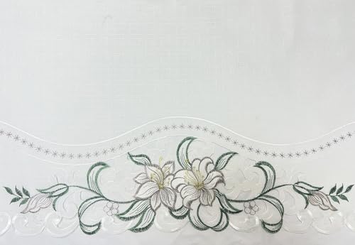 GOHD Lily Fragrance 3pcs Colorful Embroidery Kitchen Cafe Curtain Set.Taupe - color: Taupe