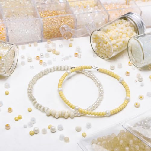 24 Grid White Glass Seed Bugle Tube Beads Kit for Jewelry Making DIY Craft - color: white, size: 24 Grid