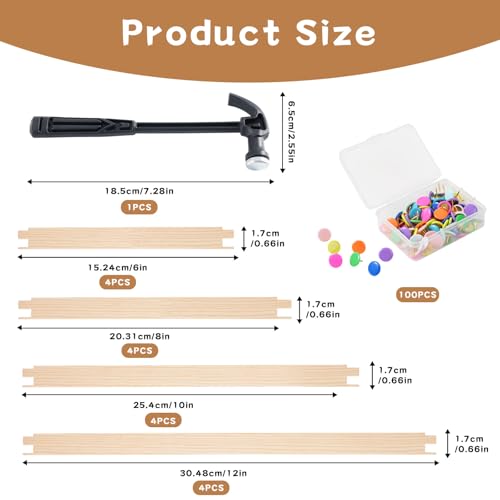 Jieting Wooden Stretcher Bars Kit with 100 Tacks, Canvas Stretcher Bars for Needlework, Embroidery, Cross Stitch, Needlepoint & Fabric Crafts Frame Set (6/8 / 10/12 Inch) - color: 6 / 8 / 10 / 12 Inch