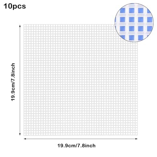 10 PCS Clear Mesh Canvas Sheets for Embroidery Making, Cross Stitch Plastic Aida Mesh Screen for Crafts DIY Crochet Projects - color: 10 PCS - Standard