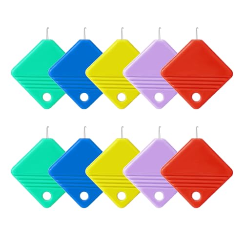 10 PCS Needle Threaders, Automatic Needle Threader for Sewing Machine Square Plastic Self Threading Needles Threader Tool for Embroidery Floss, Hand Sewing, Cross-Stitch Craft, Fits All Needles Sizes - style: Square