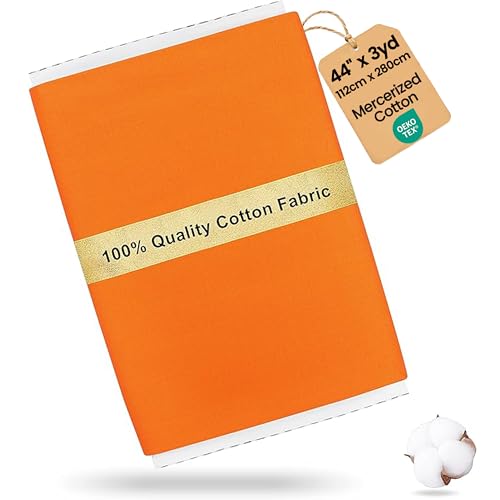 Craftido-19 Options-100% Cotton Fabric by The Yard in Solid Color 44”Wide by 3yd (9 ft) -Medium Weight 5.2 oz-Soft Cotton for Quilting, Sewing, Crafts, Binding, Backing and Lining - Orange - color: Orange