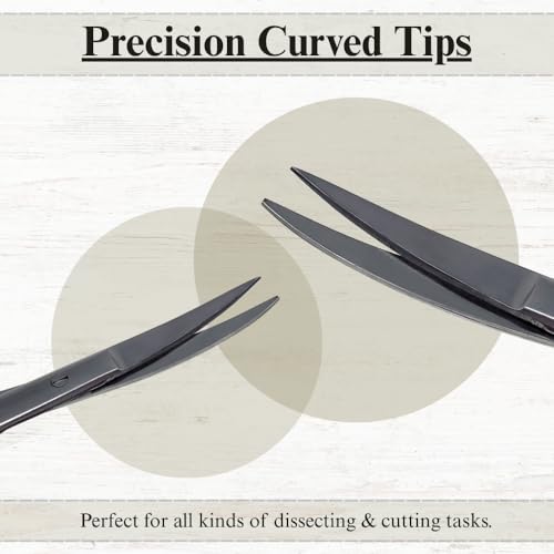 Premium Iris Scissors Micro Dissecting Scissors Curved 4.5" with Fine Sharp Blades Made of Stainless Steel Medical Surgical Tools (Silver) - color: Silver