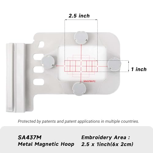 Brewland Magnetic Embroidery Hoop for Brother XP3 XJ2 XE2 1x2.5in - color: 1"x2.5"(20x60mm)-SA437M