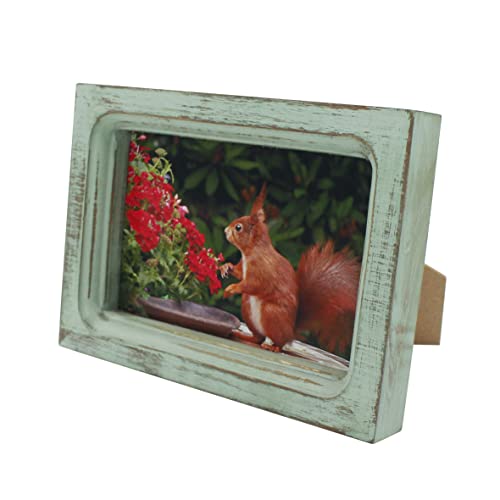 CVHOMEDECO. 6x4 Picture Frame Made of Solid Wood High Definition Glass Rustic Vintage Designs Small Photo Frame for Tabletop Display and Wall Mounting, Distress Teal - color: Distress Teal A, size: 4" X 6"