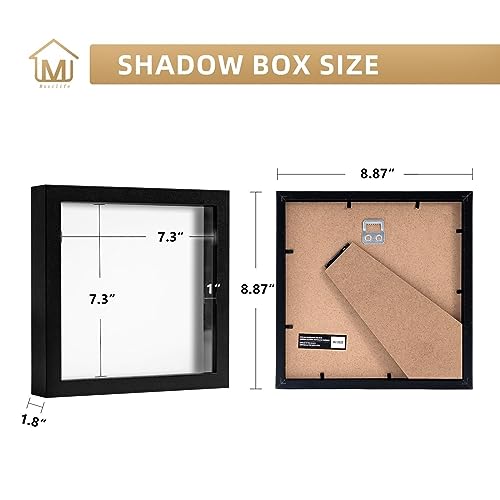 Muzilife 8x8 Small Shadow Box Wood Picture Frame with Stand, Glass, Black - color: 1pcs 8x8-black