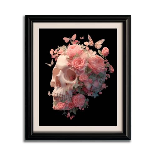 WRTCPOC Skull with Blooming Roses Cross Stitch Kits for Adults Beginners Anatomical Skull Embroidery Kit Pre Printed 11ct,Floral Butterfly Skeleton DIY Stamped Embroidery Starter Kit 16x20inch - color: Embroider-Organs-06
