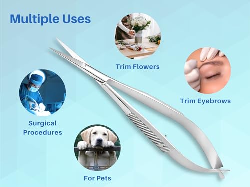 ARTMAN INSTRUMENTS Micro Scissors - 5.5" Straight Tip Castroviejo Eyebrow Trim Scissors - Spring Action, Extra Sharp, for ENT, Eye, Skin, Dental, and Veterinary Surgery