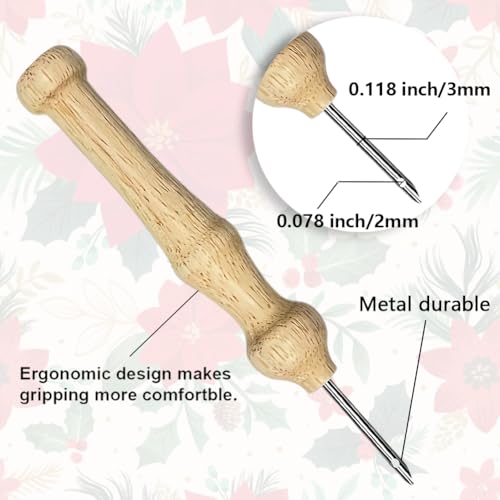 BEUNITONE Poinsettia Pre-Print Punch Needle Kit for Beginners Adults Gifts - color: 08-Crimson