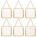 OLYCRAFT 6Pcs 2.1x2.1 Inch Gold Mini Glass Hanging Frame with Chain - size: 2.1x2.1 Inch