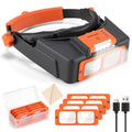 COYLAPY Headband Magnifier with Light, 1.5X-3.5X Magnifying Glasses - color: Orange