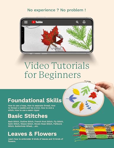 Bradove Leaves and Flowers Embroidery Kit for Beginners with Patterns - color: Leaves and Flowers