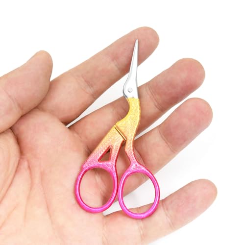 3.6" Sewing Embroidery Scissors with Artificial Leather Cover(Golden Rose) - color: Golden Rose