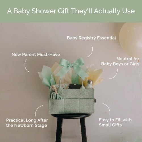 Parker Baby Co. Felt Diaper Caddy Organizer - Regular, Sage - color: Sage Green (Heathered Sage Green), size: Regular