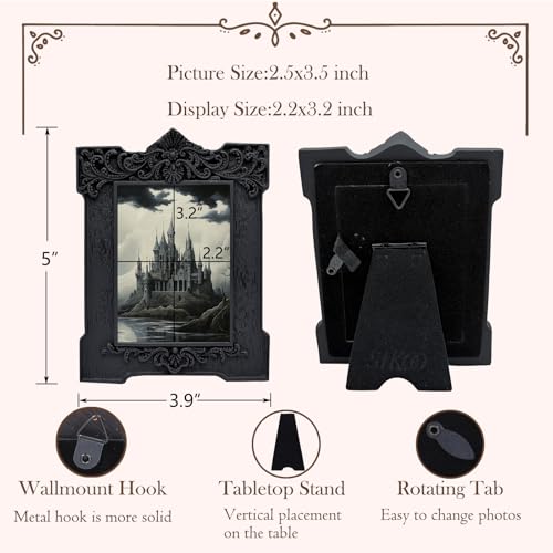 SIKOO 2.5x3.5 Vintage Picture Frames Small 2.5x3.5 Gothic Picture Frame with Glass Front for Tabletop and Wall Hanging Victorian Home Decor Gallery Wall Black - color: Black, size: 2.5 x 3.5