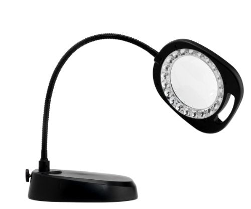 Daylight Company LED Floor Lamp and Table Lamp, Standing Lamp for Living Room, Bedroom, Salon, Office, Touch Control, Flexible Arm, Sleek Design, Multipurpose, Magnifier Lamp, Black