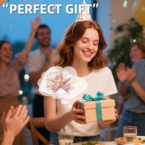 POETRYDRAW Diamond Art Ornament Desktop Kit Starfish, Stand Up Diamonds Painting Ornament for Adults, 5D DIY Special Diamond Gem Craft Tabletop Placement Board Kit - color: Starfish