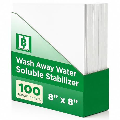 HBI Wash Away Water Soluble Stabilizer Sheets, 8 x 8 in, 100 Pack - size: 8" x 8"