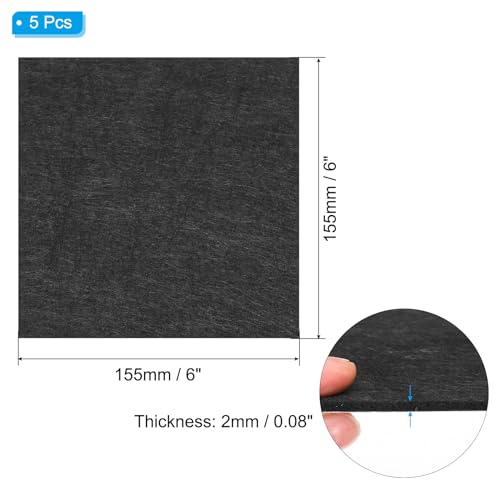 PATIKIL 6x6 Inch Black Square Felt Lamp Base Pads, 5 Pack, 2mm Thickness, Anti-Scratch, Non-Slip - color: Black, size: 6x6 Inch